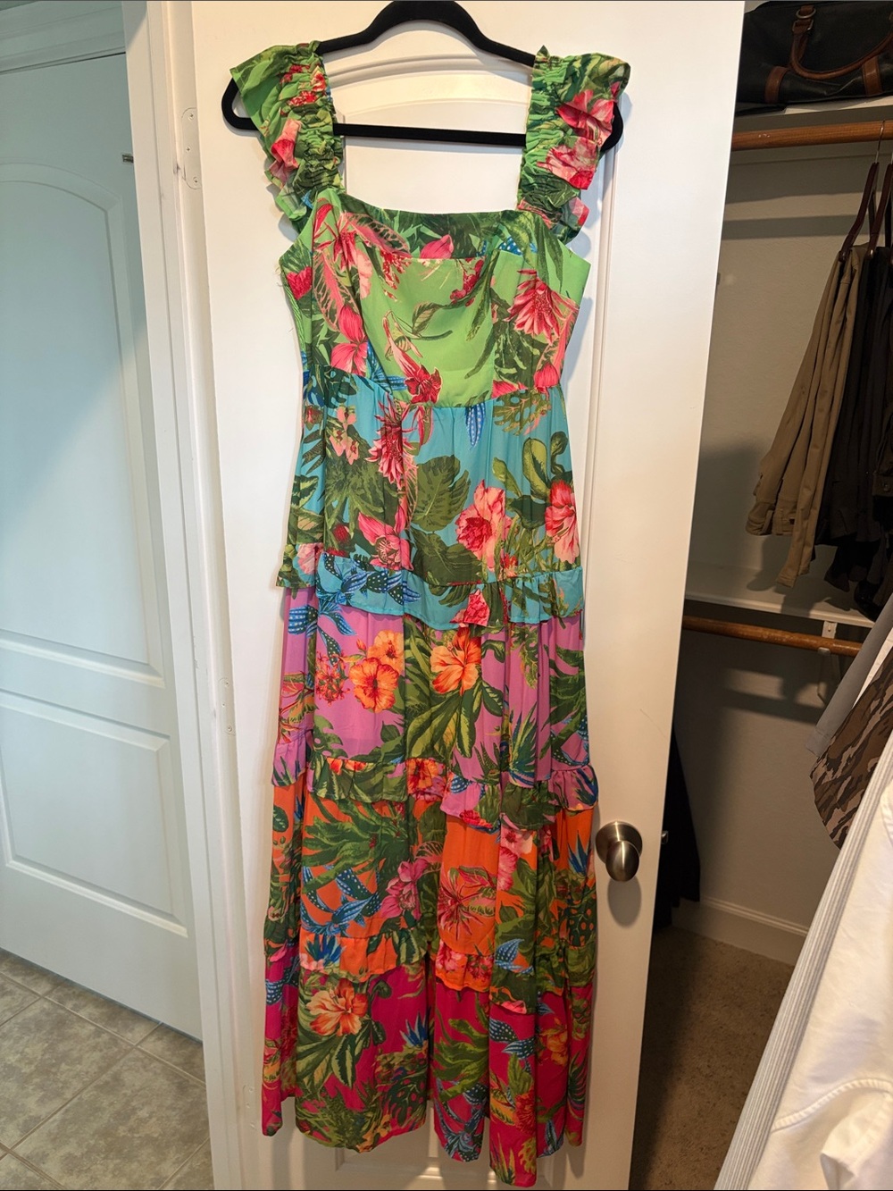 Flying Tomato Tropical Multicolor Tiered Maxi Dress